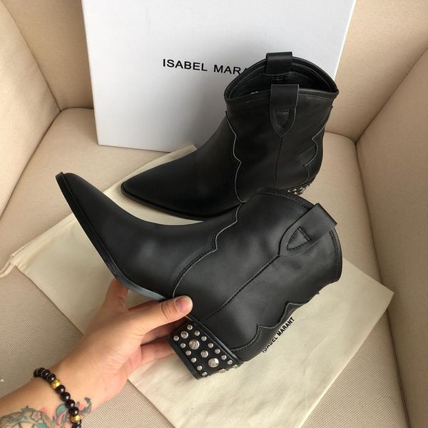 

fashion isabel shoes marant dawyna boots black genuine real leather studs