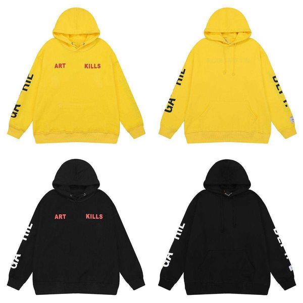 

fashion brand designer hoodies galleryed dept double-sided printing loose casual hoodie sweaters for men and women, Black