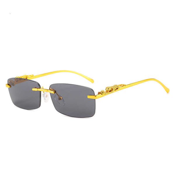 

sun glasses cheetah decorative frameless square sunglasses color retro personality leopard head men and women fashion glasses, White;black