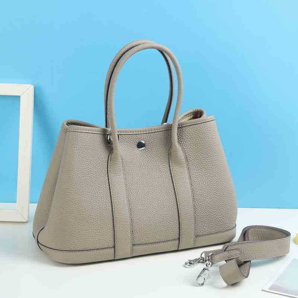 

garden party totes herme women designers new lychee pattern cowhide garden bag large capacity tote bag leather women's hand wide should