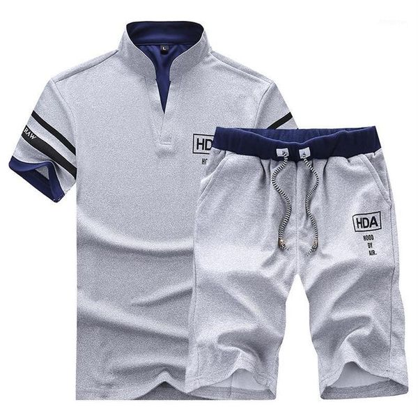 

men's tracksuits men sweat suits brand clothing casual suit summer sets stand collars streetwar tees shorts fashion mens238w, Gray