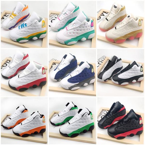 

2021 13s black cats toddler sneakers bred flint kids basketball shoes infant 13 big boy & girl children trainers size 22-353158