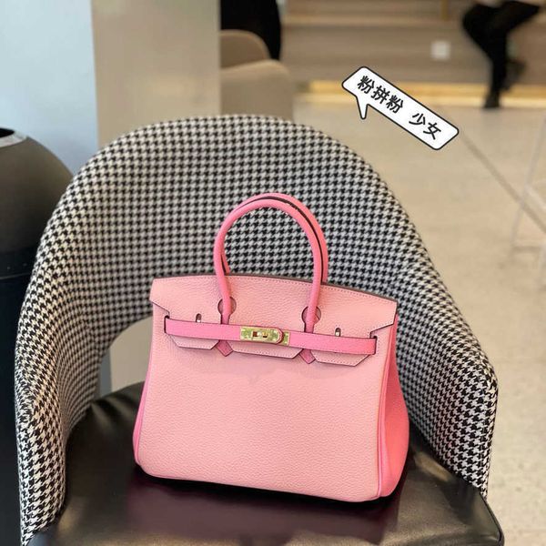 

herme birkin bags bychanceshop new cherry powder with light litchi grain head cowhide single shoulder messenger large capacity ayw