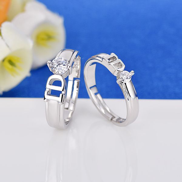 

qiaolanxuan sterling silver plated id couple ring south korea korean version pair open jewelry for men and women