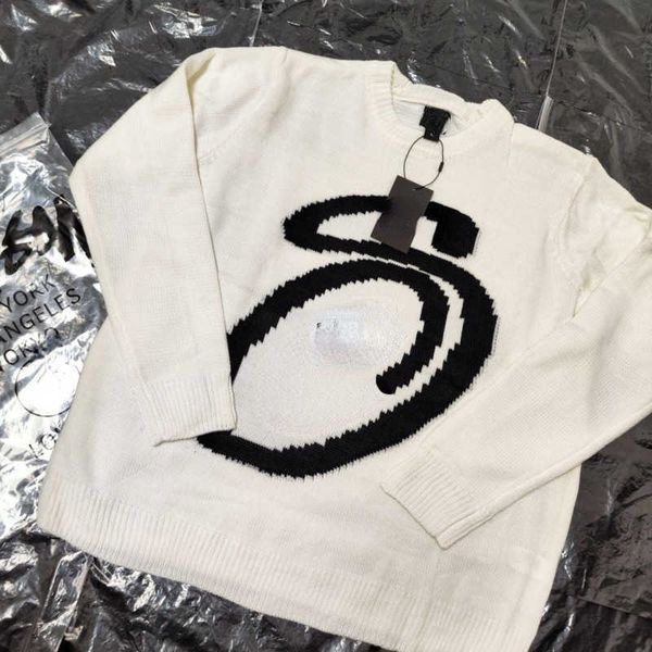 

stu designer sweater mens sweatshirt winter wool sweaters men women hip hop knitted pullover coat embroidered hoodie, White;black