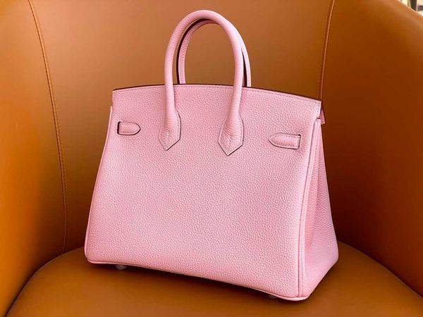 

herme birkin bags bk25 3q powder togo leather lychee high-end full manual bag large capacity ayw