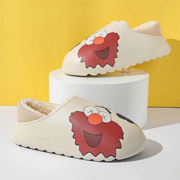 

fashion shoe designer classic trend latest style cartoon pattern lightweight breathable comfortable insole non slip soft sole cotton slipper, Red;white