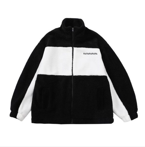 

winter mens wool coats fashion designer jackets for men women fur coat parkas with letters casual windbreaker zipper streetwear 5 styles, Black