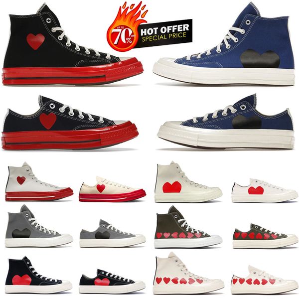 

casual shoes 70 hi 1970s cdg canvas sneakers mens womens personality play black red midsole low high eur 35-44