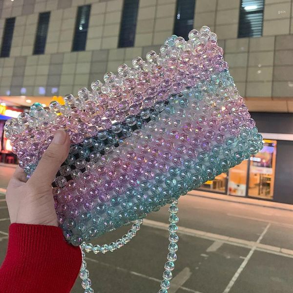 

evening bags summer colorful symphony beaded bag handmade transparent gradient beads shining shoulder women's designer cute beach
