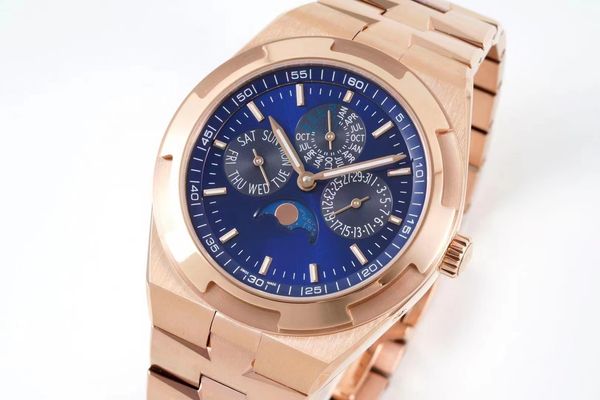 

men's mechanical watch 41.5mm dial custom 1120qp/1 super movement automatic winding 316l fine steel calendar color multi-function timer, Slivery;brown