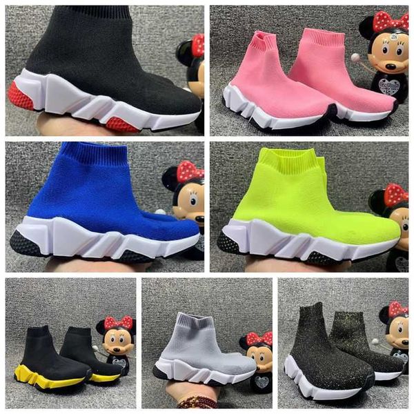 

sneakers with box designer infants sock shoes for boys girls socks child youth basketball trainers teenage light comfortable running chaussu, Black;red