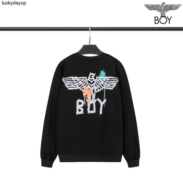

men's hoodies designer sweatshirts boys new autumn label eagle splash cotton stamping pattern student round neck loose pullover hoodie, Black