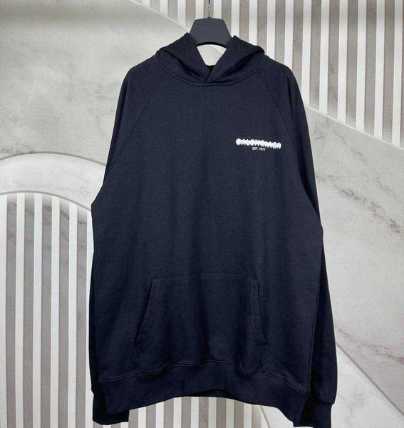 

fashion brand designer hoodies paris seal tape letter print men's and women's hooded sweater black