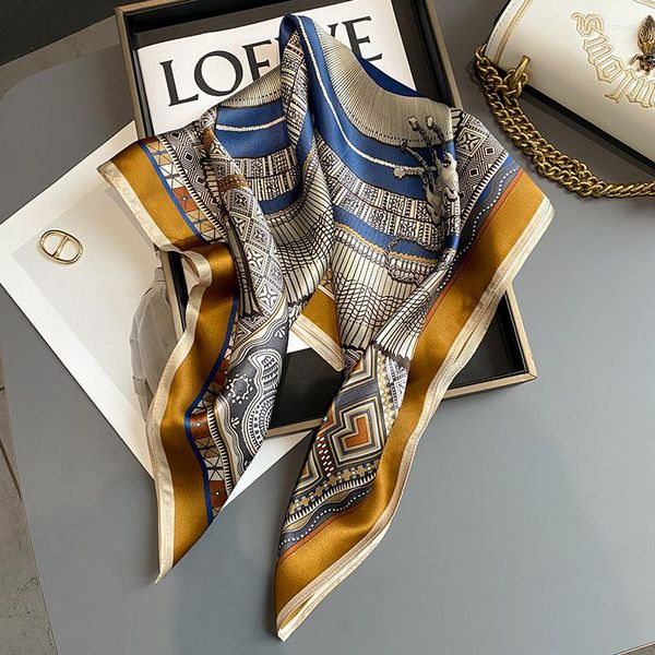 

scarves real silk square scarf women headkerchief shawl wrap hijab female neck tie hair hand bag wrist bandana scarve 2022 design, Blue;gray