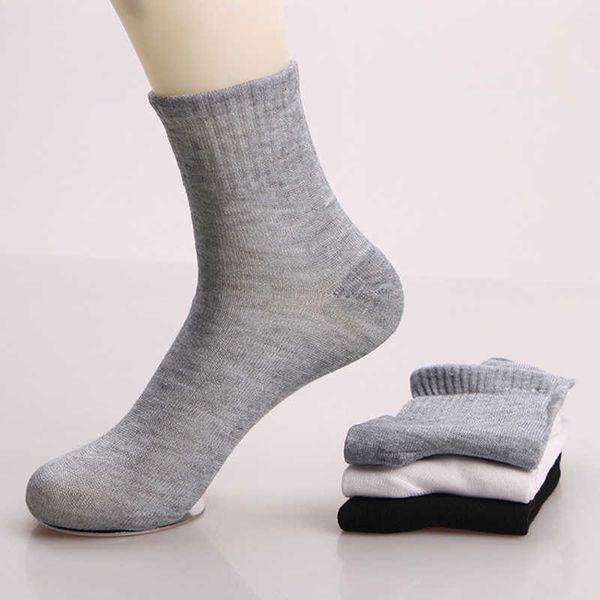 

men's socks funny men winter autumn happy business solid color breathable long cotton sports deodorant high elasticity socks, Black