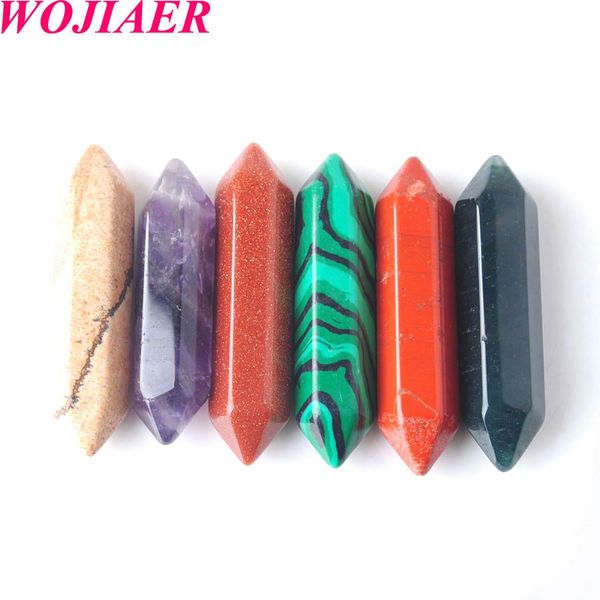 

wojiaer hexagonal column natural stone healing stone rose quartz point wand energy crystal ore mineral crafts home office decoration diy bu8, Black