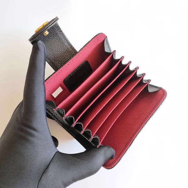 

luxury designer card holder women genuine leather bag large capacity cowhide credit card business wallet ladies coin purse short key case cl, Red;black