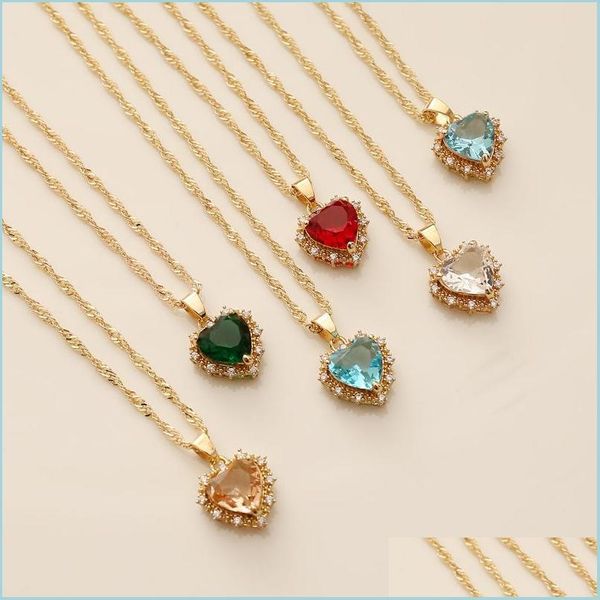 

pendant necklaces zircon crystal heart necklace for women love star gold chain copper charm collier boho jewelry gifts drop delivery dhnrw, Silver