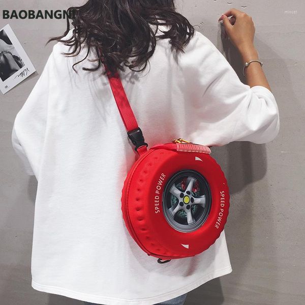 

evening bags tire shape designer bag women shoulder fashion large capacity canvas handbag lady's purse round multi-function crossbody