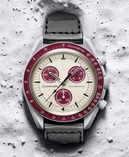 

space series planet moon watches mens luxury designer sport wristwatch chronograph 41mm quartz watch daily life waterproof fashion relogio m, Slivery;brown