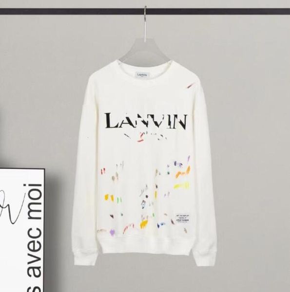 

lanvin round neck sweater co named tactical polos chengyi same style graffiti splash ink loose fashion brand for men and women lovers, Black;green