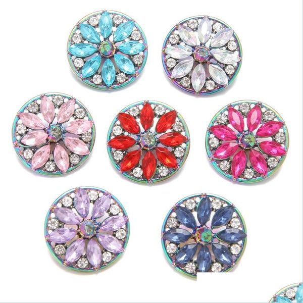 

clasps hooks noosa plating dazzling oval crystal flower snap buttons fit diy 18mm button bracelet necklace acc jewelry women mengi dh9kl