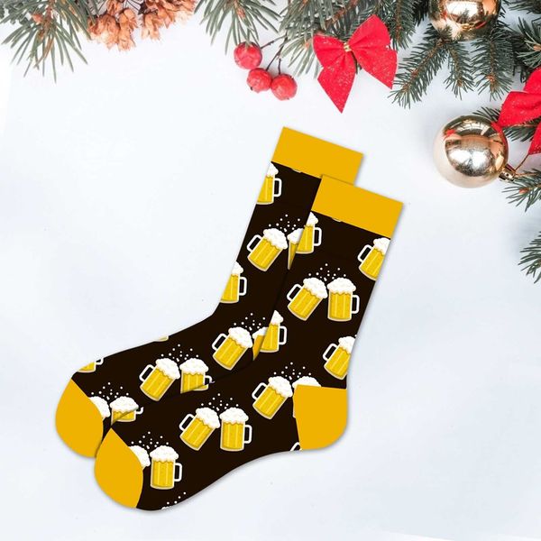 

men's socks fashion funny mens hip hop harajuku kawaii cartoon cotton fruit animal beer food happy casual socks gifts for men, Black