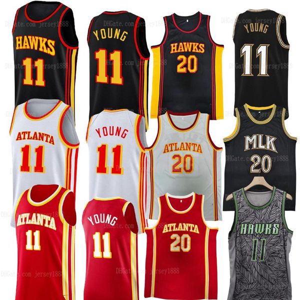 

college wearsmen's trae 11 young basketball jersey 20 john collins 15 carmelo anthony 55 dikembe mutombo jerseys and pants, Black