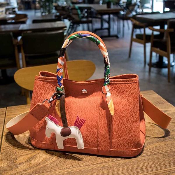 

herme bag series designer 2022 new leather women's litchi garden simple large capacity single shoulder diagonal span portable mommy tot