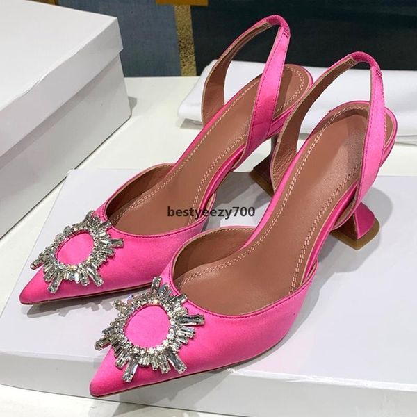 

sandal amina muaddi woman high heels designer crystal shoe with original box brand pointed toe reds sole 8cm 10cm pumps luxurys w pkx, Black
