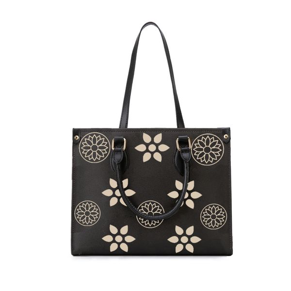 

designer ladies handbag messenger tote lvs shoulder bag large purse casual leather zipper fashion chritmas gift black flower wallet 35cm