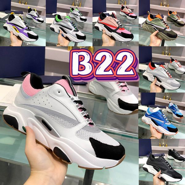

luxury b22 casual shoes men women sports sneakers shoe black silver white blue orange olive yellow ebony camel pale pink grey designer mens