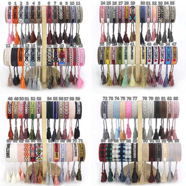 

fashion women's luxury bracelets designer brand bangle d jewelry embroidered word woven bracelet letter rope classic tassel girl men co, Black