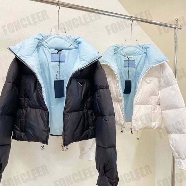 

trend designer outwear down jackets womens winter short coats triangle letter new style sleeves detachable fashion clothes sml, Black;brown