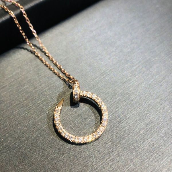 

2022 new designer necklace woman full diamond clavicle chain korean nail pendant version of fashion simple temperament to send girlfriend tr, Silver