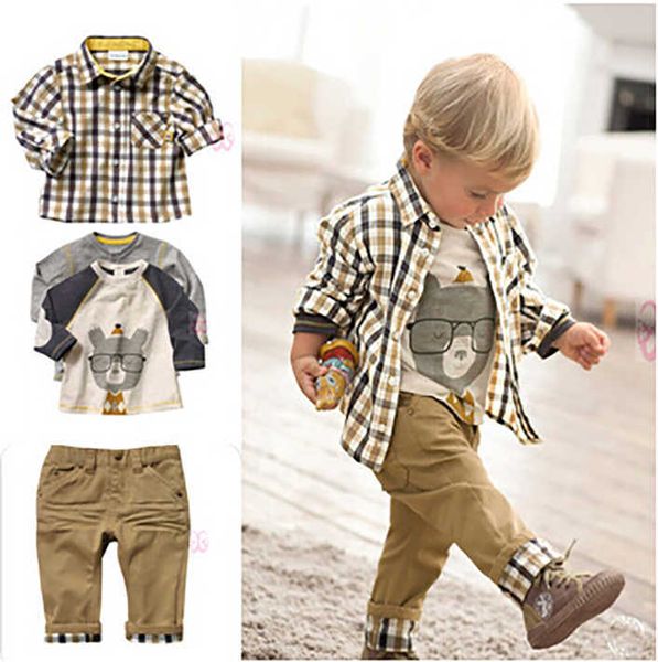

baby boys clothing sets spring sets long sleeve t shirt shirt coat pant 3pcs kids boys casual clothes please understand, White