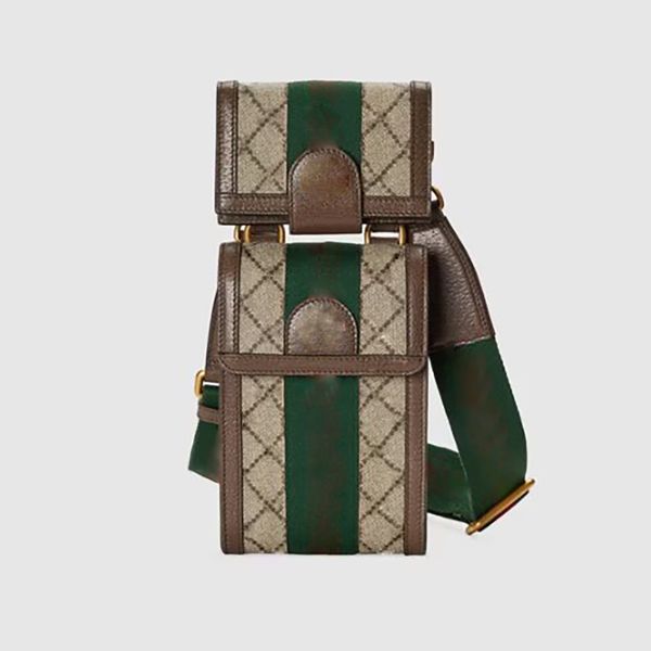 

ophidia mini bag and detachable wallet blondie belt bags love parade collection women luxury designer beige ebony canvas brown leather trim