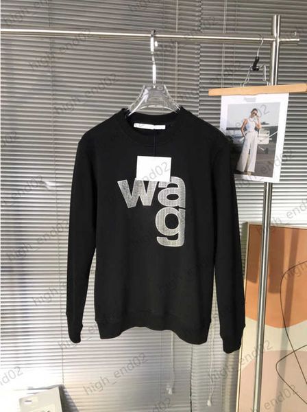 

luxury womens sweatshirts chest brand letter print micro profile hoody soft comfortable woollen wool warm sweatshirt essential simple casual, Black