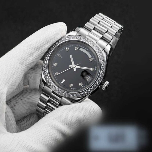 

automatic mechanical mens watches 41mm bezel stainless steel women diamond watch lady watch waterproof luminous wristwatches gifts c13, Slivery;brown
