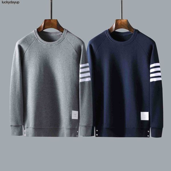 

men's hoodies designer sweatshirts tb fashion brand sweater waffle new round neck pullover loose casual men women hoodie, Black