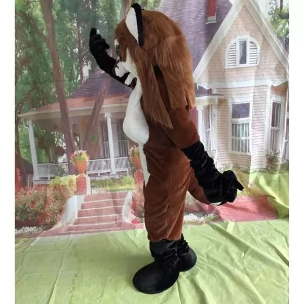 

2022 brown husky dog mascot costumes cartoon character outfit suit halloween adults size birthday party outdoor festival dress, Red;yellow