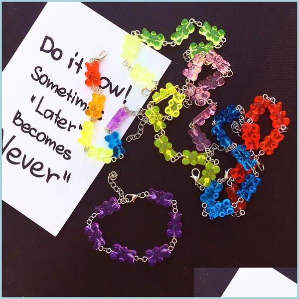 

charm bracelets cute candycolored cartoon bear charm bracelets pendant bracelet party gift daily creative jewelrys 8 colors d dh4tc, Golden;silver