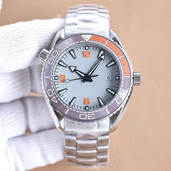 

watch automatic mechanical men ceramic stainless steel waterproof 904l ocean wristband wristwatch business sapphire wristwatches montre de l, Slivery;brown