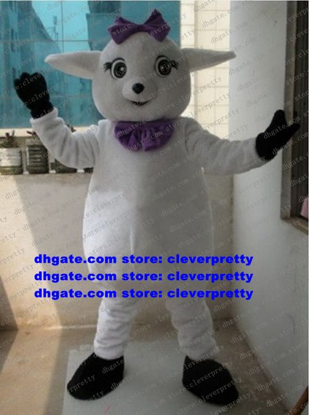 

white lamb sheep mascot costume mascotte goat jumbuck yeanling cartoon character outfit suit return banquet opening and closing no.1041, Red;yellow