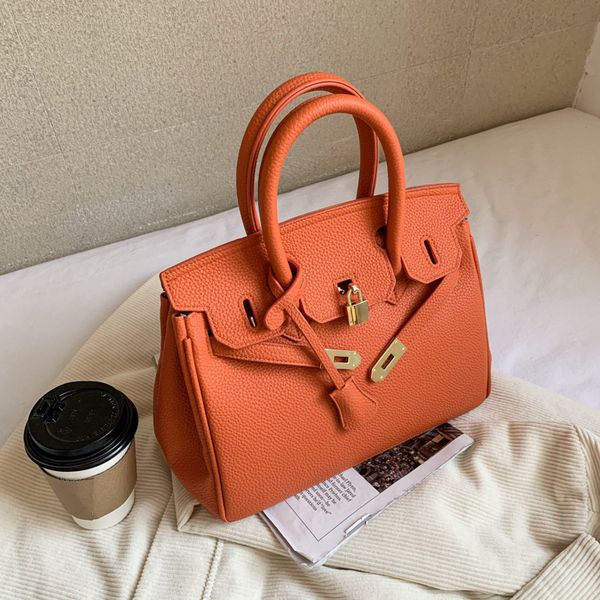 

lychee pattern birkin bag bag for women 2021 spring and summer new portable womens bag large capacity shoulder messenger bags, Red;black