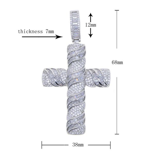 

new styles silver cross pendant necklace with cz paved hip hop necklaces jewery with rope chain tennis chains for women men punk styes drop