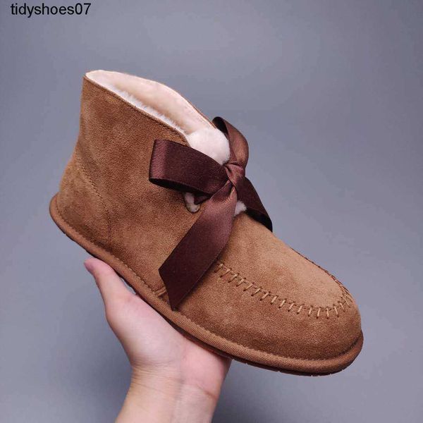 

comfortable warmth brown grey low women's shoes fur integrated velvet ribbon bow snow boots rosigeugg, Black