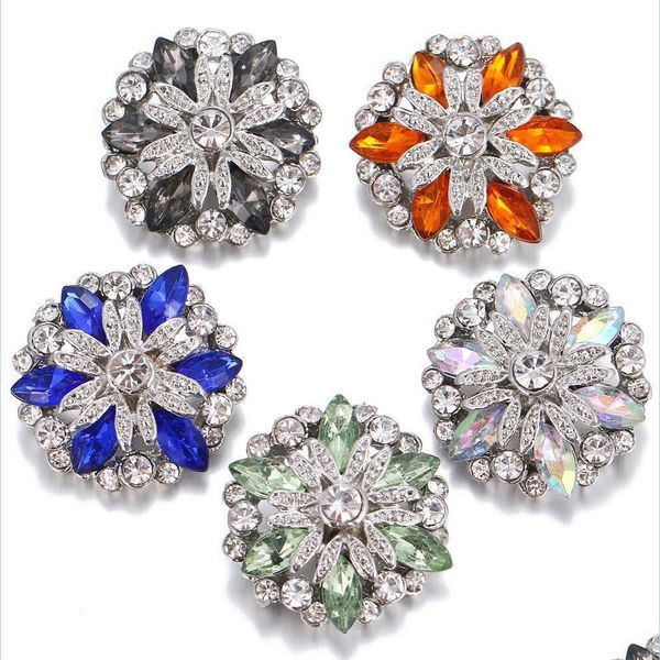 

clasps hooks noosa rhinestone jeweled sier hollow flower snap button jewelry for 18mm bracelet necklace rings drop delivery 2022 f dhasj