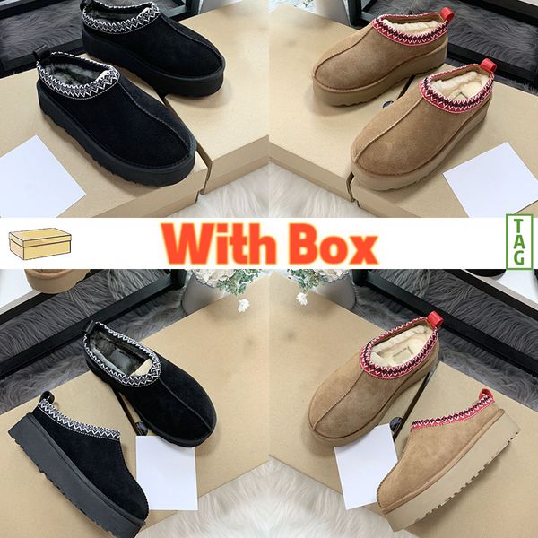 

slippers with box tazz suede shearling men women slides warm platform black chestnut fashion mens sandals australia shoes designer sneakers